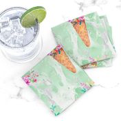 WATERCOLOR FLOWERS ICE CREAM CONES MARBLED SPRING GREEN mint