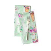 WATERCOLOR FLOWERS ICE CREAM CONES MARBLED SPRING GREEN mint