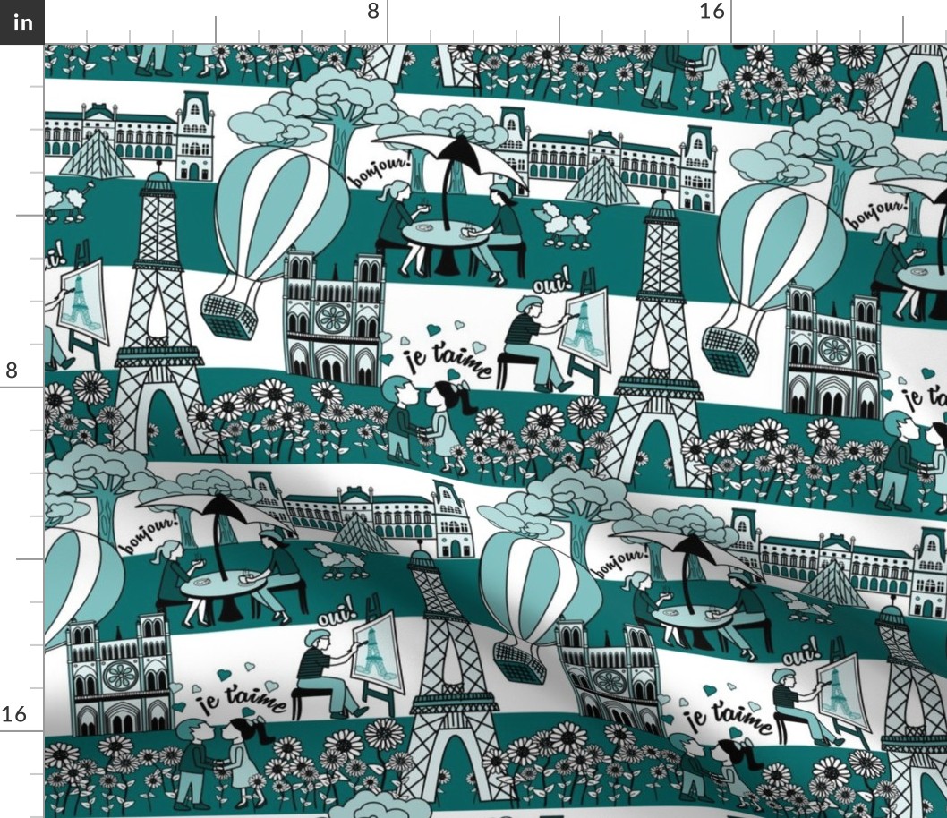 Paris in Teal - Medium Scale