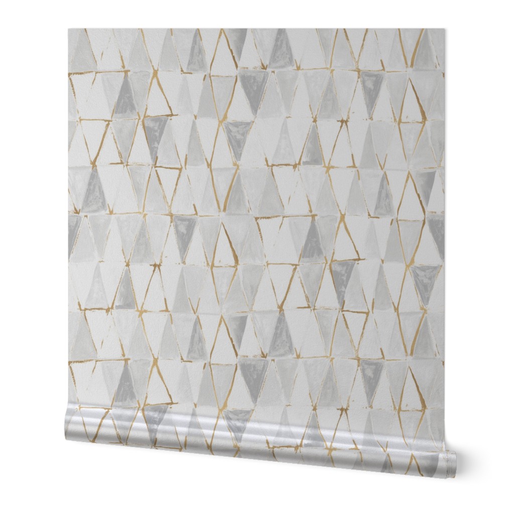 painted triangles - white + gold