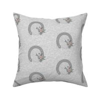 Floral Horseshoes on grey
