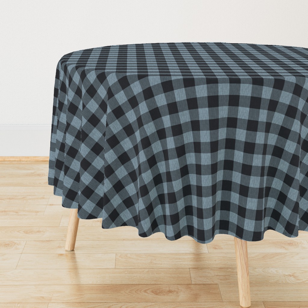 Textured Buffalo plaid - Soft blue and black