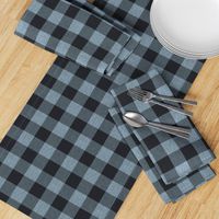 Textured Buffalo plaid - Soft blue and black