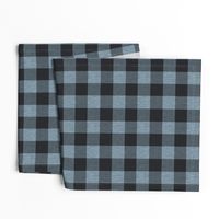 Textured Buffalo plaid - Soft blue and black