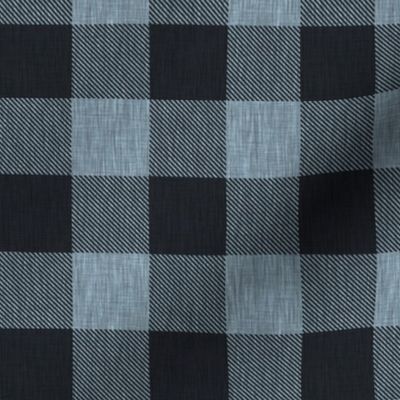 Textured Buffalo plaid - Soft blue and black