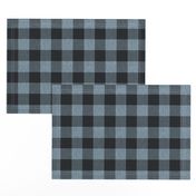 Textured Buffalo plaid - Soft blue and black