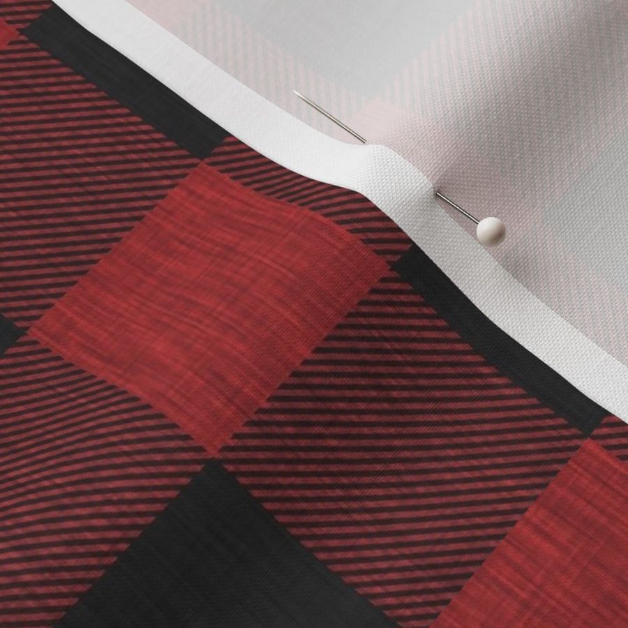 Textured Buffalo plaid - red and black