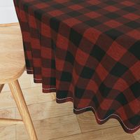 Textured Buffalo plaid - deep red and black