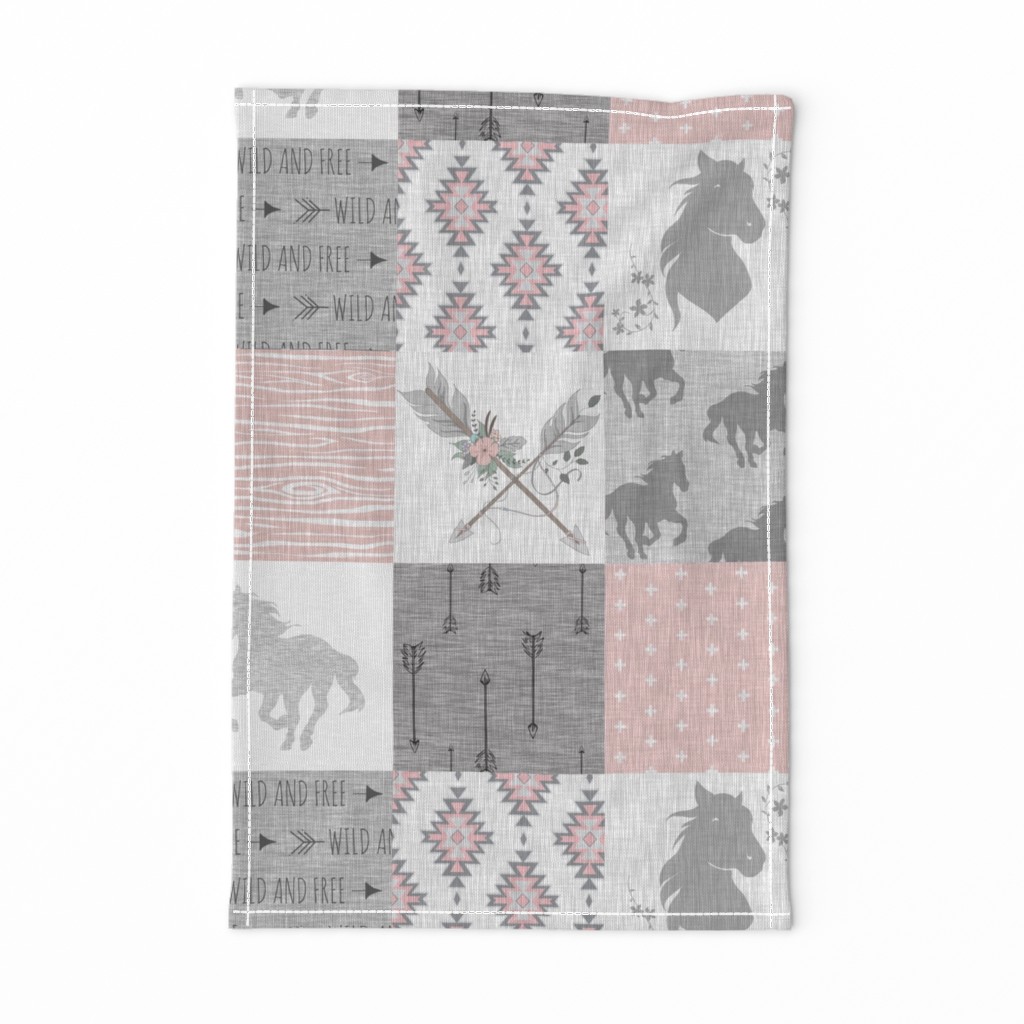 BoHo Horse Quilt - pink and grey