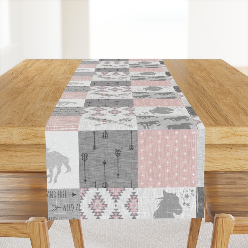 BoHo Horse Quilt - pink and grey