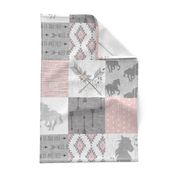 BoHo Horse Quilt - pink and grey