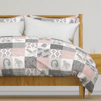 BoHo Horse Quilt - pink and grey