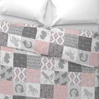 BoHo Horse Quilt - pink and grey