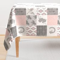 BoHo Horse Quilt - pink and grey