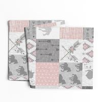 BoHo Horse Quilt - pink and grey