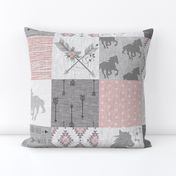 BoHo Horse Quilt - pink and grey