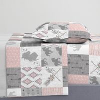 BoHo Horse Quilt - pink and grey