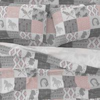 BoHo Horse Quilt - pink and grey