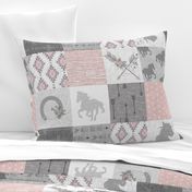 BoHo Horse Quilt - pink and grey