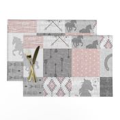 BoHo Horse Quilt - pink and grey