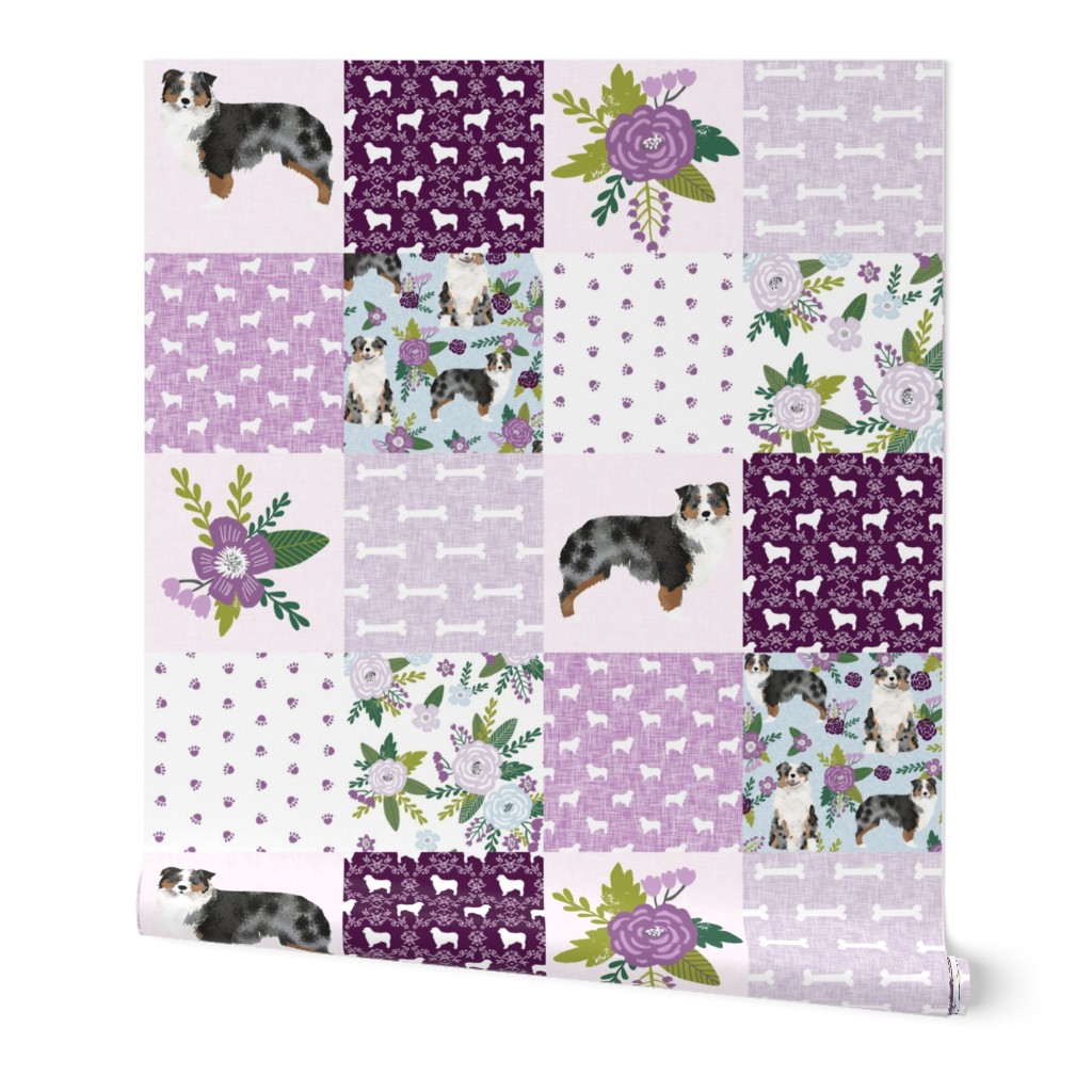 australian shepher pet quilt c blue merle cheater quilt floral