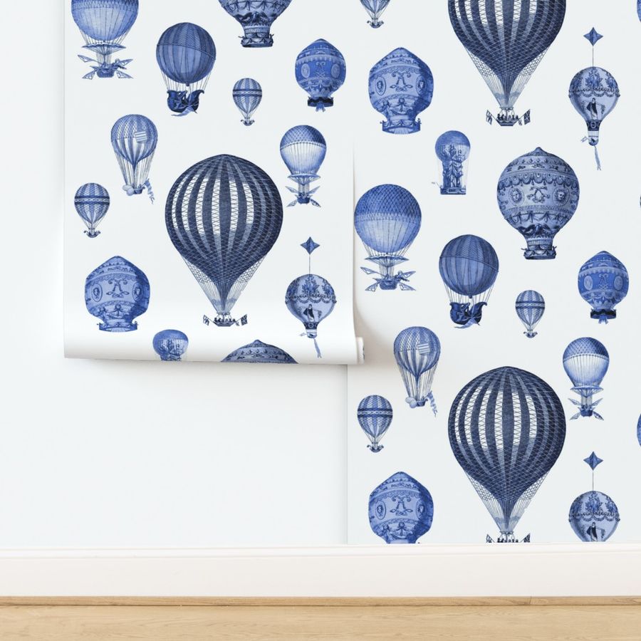 The History of Hot Air Balloons ~ Blue and White  