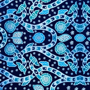 Bali Batik Ivy - Blue - Large Scale