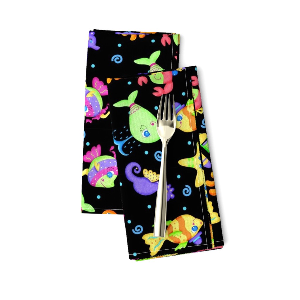 Kids Whimsy Sea Animals Black