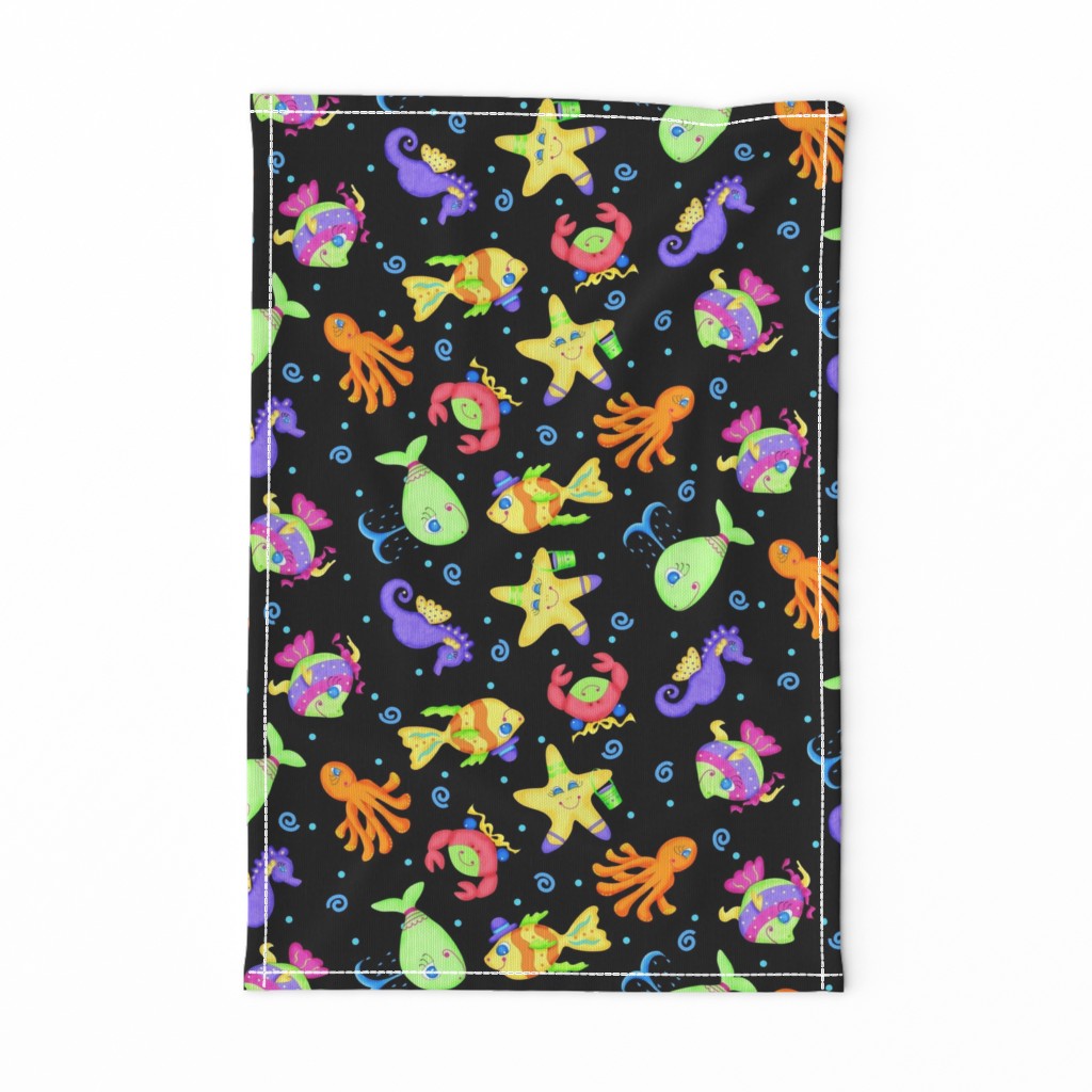 Kids Whimsy Sea Animals Black