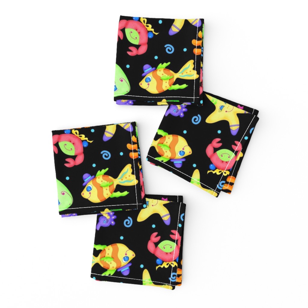 Kids Whimsy Sea Animals Black