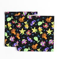 Kids Whimsy Sea Animals Black