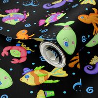 Kids Whimsy Sea Animals Black