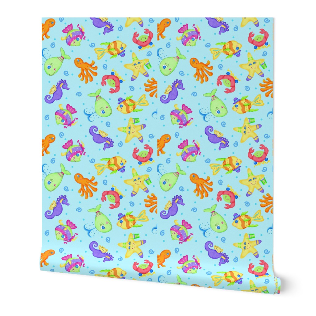 Kids Whimsy Sea Animals Blue