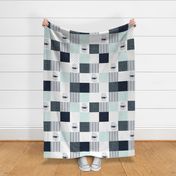 navy whale patchwork wholecloth