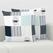 navy whale patchwork wholecloth