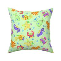 Kids Whimsy Sea Animals Green