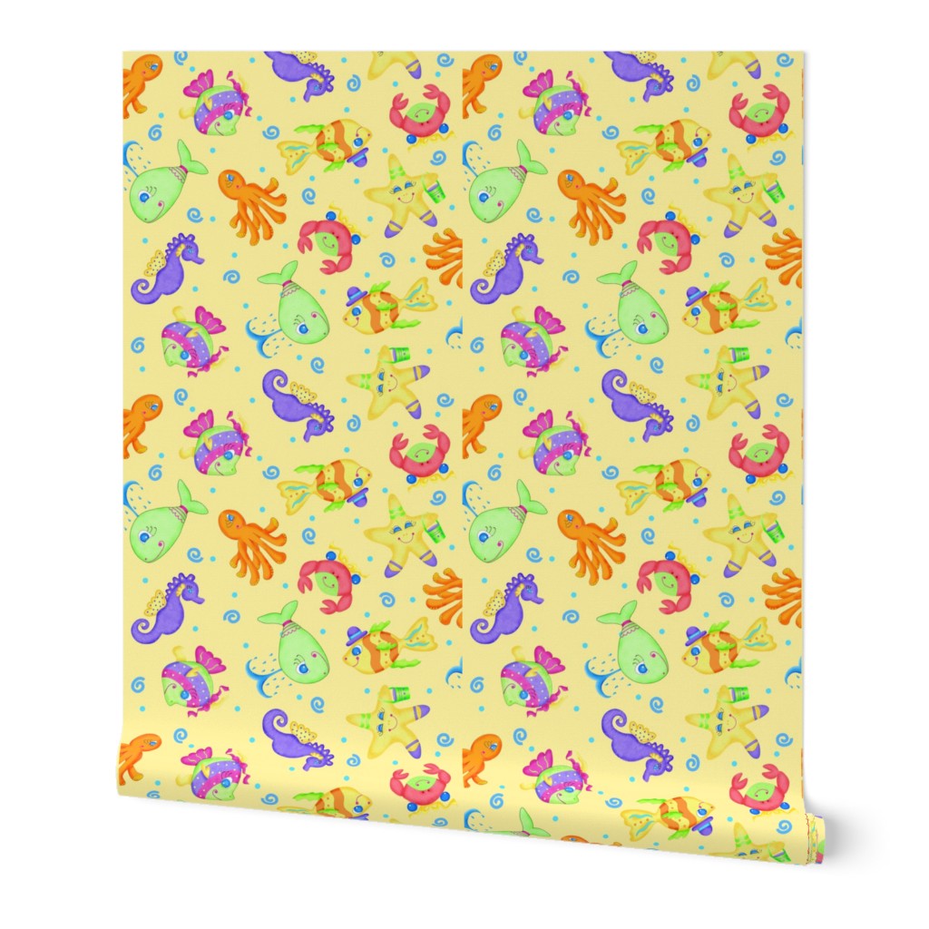 Kids Whimsy Sea Animals Yellow