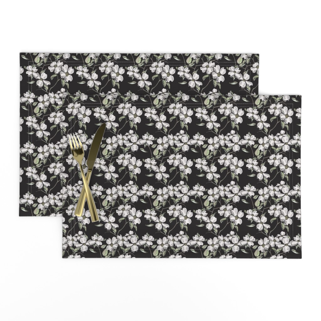 Dogwood floral in Black-Mini