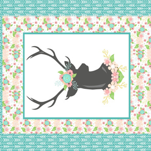 Bordered Floral Stag Blanket