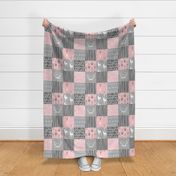 Custom Deer Patchwork - pink and light grey