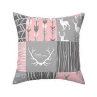 Custom Deer Patchwork - pink and light grey