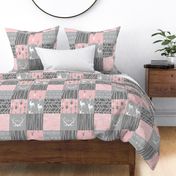 Custom Deer Patchwork - pink and light grey