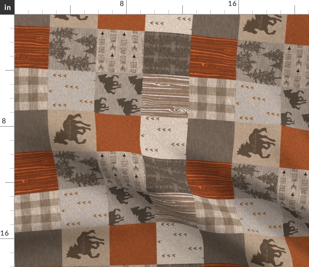 3” Wild Horses Quilt - Rust and Brown