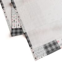 Custom Bear and Deer Patchwork in Pink and Light Grey