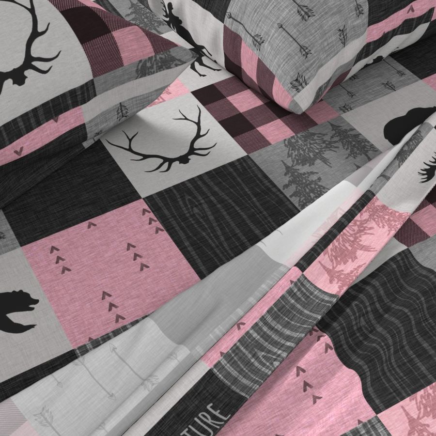 Adventure Awaits Quilt - pink and black