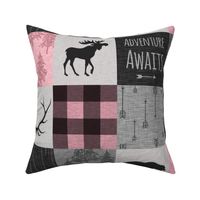 Adventure Awaits Quilt - pink and black