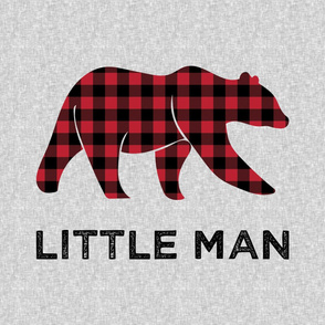 27" Minky Layout - Little Man - buffalo plaid bear