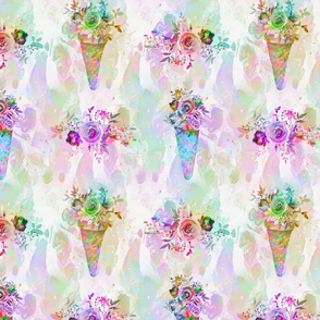 WATERCOLOR SWIRLS FLOWERS ICE CREAM CONES MARBLED PERIWINKLE BLUE by FLOWERYHAT