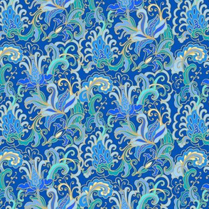 Blue floral paisley 