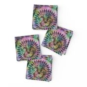 rainbow tribal lion double medaillon checkerboard africa symbol batik wax woodprint